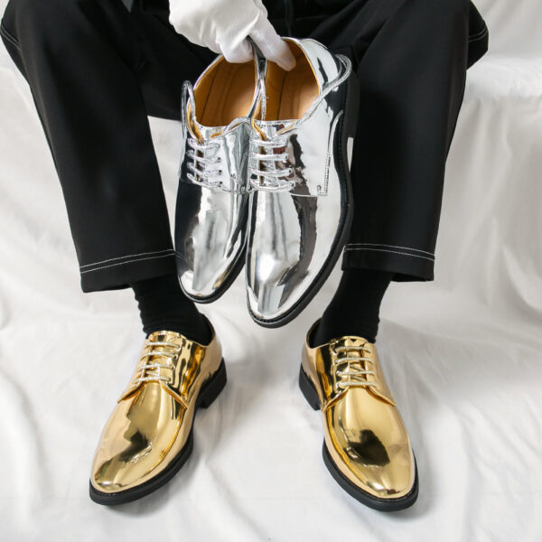 Mens Casual Pointed-toe Glossy Leather Shoes In British Style